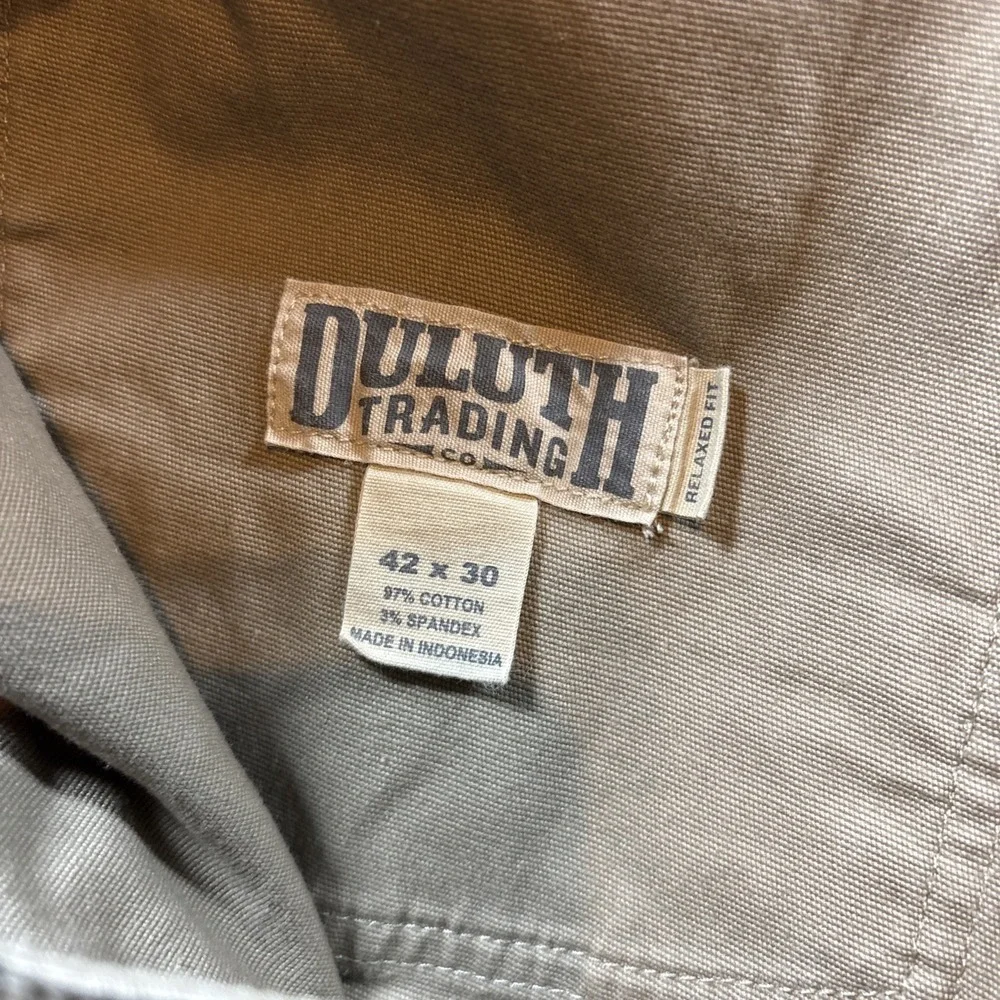 Duluth Trading Flex Fire Hose Men's 42x30 Beige Canvas Pants Work Casual